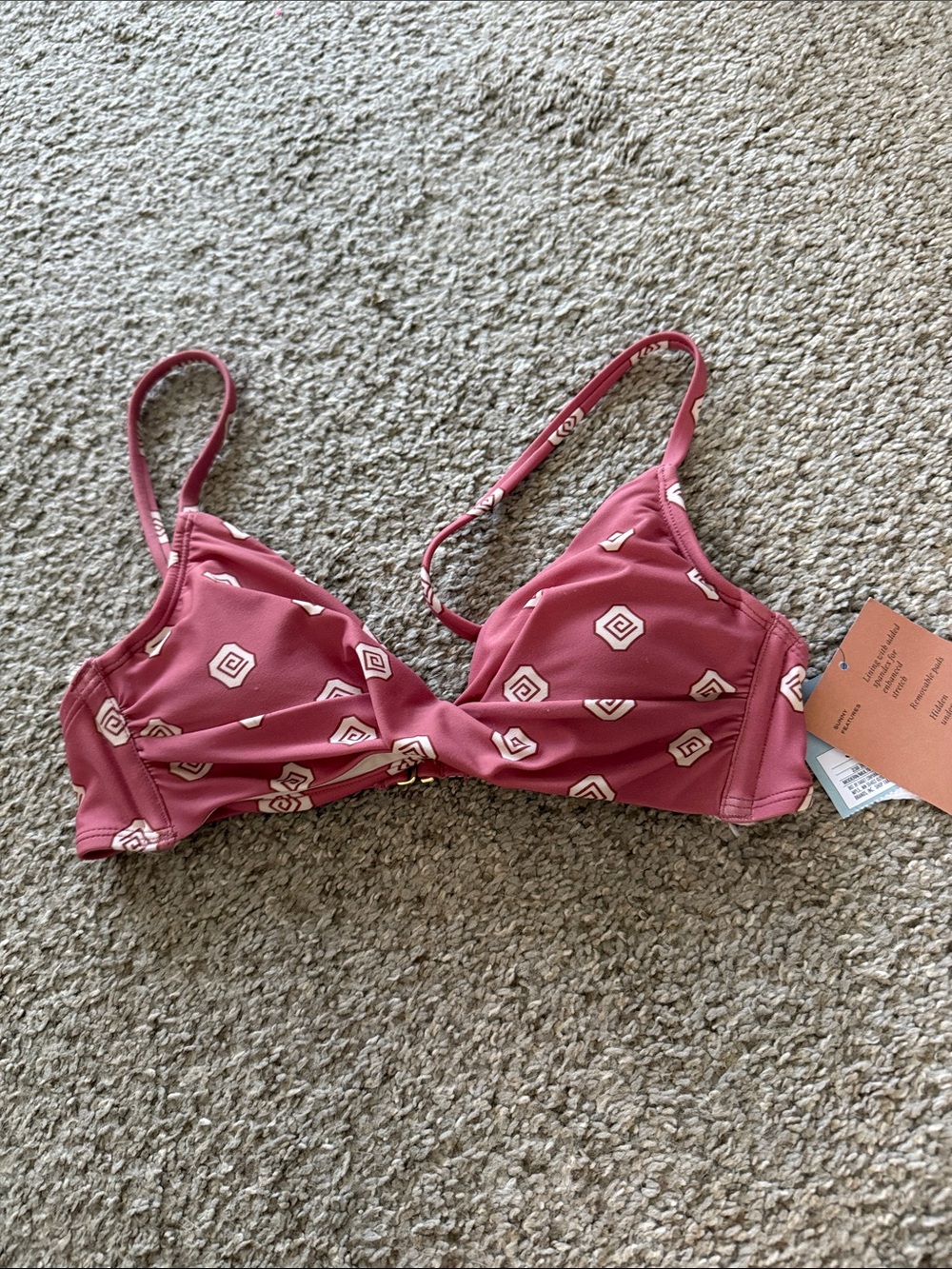 Shade & Shore Dusty Rose Printed Triangle Bralette